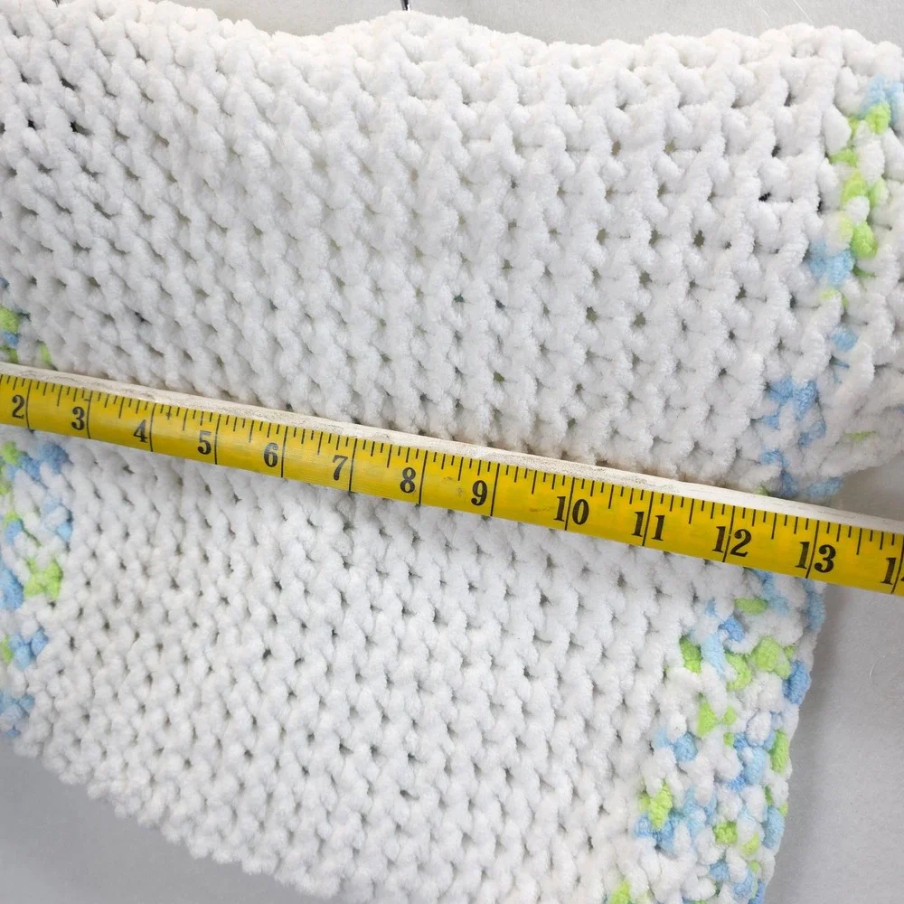 Handmade Cardigan Car Buttons White Blue Green Boys 2T-3T Cozy Knit Chenille